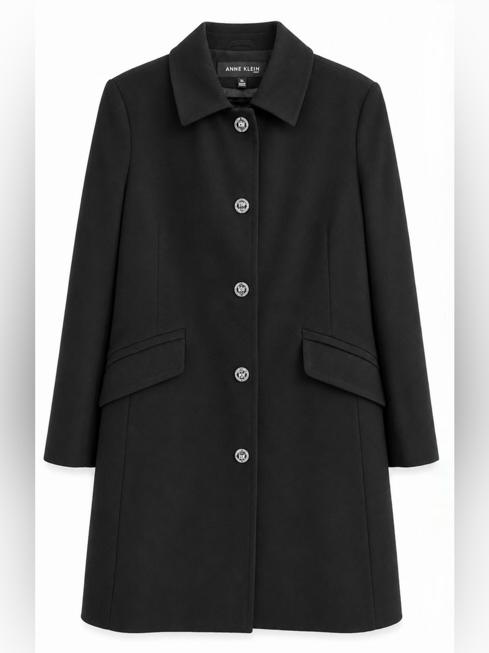 Vintage Anne Klein Black Toggle Button Fully Lined Coat, XL, NWOT